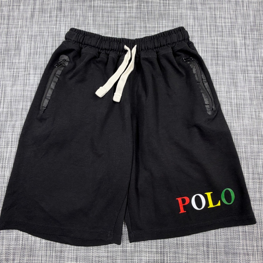 Polo Ralph Lauren Mens XL Black Shorts Multicolor POLO Embroidery Cotton Blend
